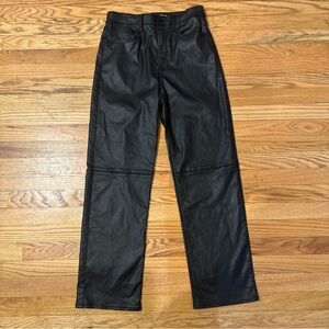 GAP Vegan Leather Pants Womens Black Slim Sky High 90’s Loose Size 16 NWOT